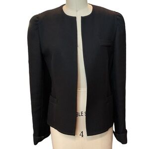 Vintage Louis Feraud Paris Black 100% Wool Open Boucle Blazer Size 40 Medium EUC